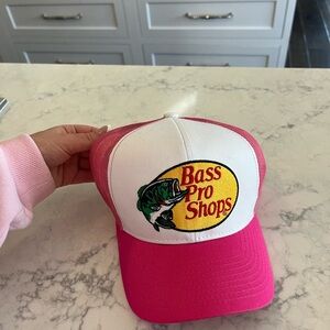 Bass Pro Shops Pink and White Logo Hat